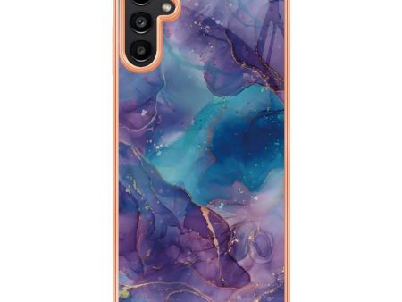 Samsung Galaxy A34 (5G) Hybrid Plastik Cover - Blå   Lilla Marmor Fashion