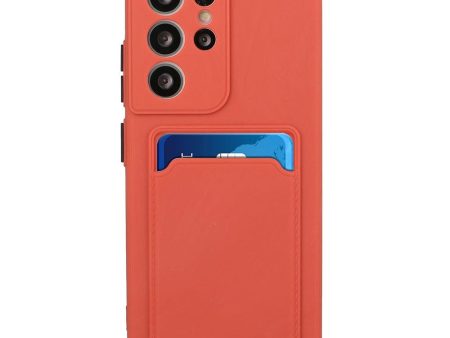 Samsung Galaxy S23 Ultra Fleksibel Plastik Cover m. Kortholder - Rust Rød Online