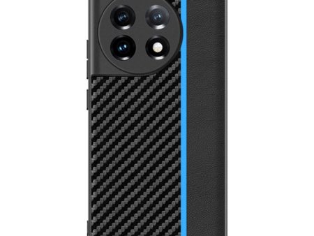 One Plus 11 Carbon Fiber Læderbetrukket Cover - Sort   Blå Hot on Sale