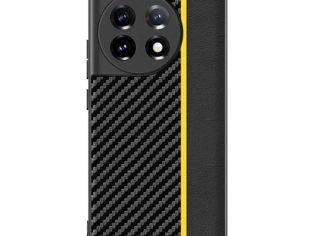 One Plus 11 Carbon Fiber Læderbetrukket Cover - Sort   Gul Cheap