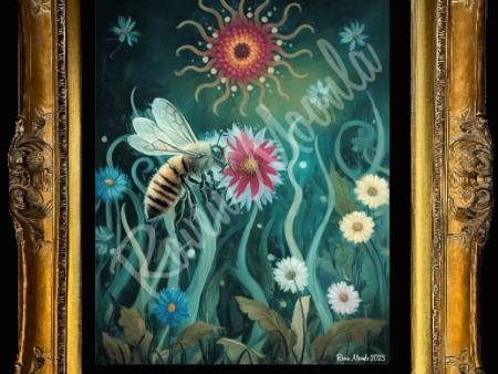 Art Print of Original Painting - Sunflower Bee Cheap