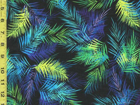 *Tropical - Tropical Breeze - Island Palm Leaves - 09723-12 - Black Discount