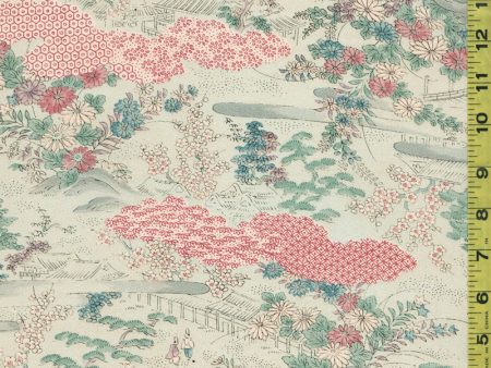 438 - Japanese Silk - Floral Countryside - Soft Mint Online Hot Sale