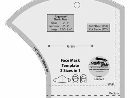 Rulers & Templates - Creative Grids - Face Mask Template - 3 Sizes in 1 - ON SALE - SAVD 50% Online