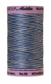 Mettler Cotton Sewing Thread - 50wt - 547 yd  500M - Variegated - 9811 Blue Sky Fashion