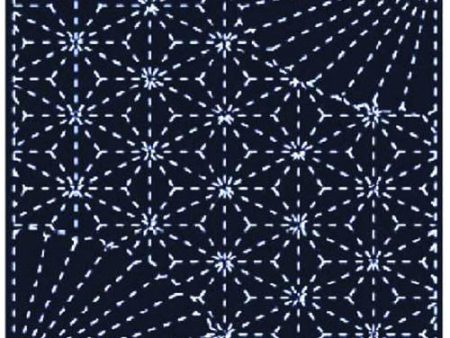 Sashiko Pre-printed Sampler - Yokota # 843S-207 - Fans and Asanoha - Navy For Discount