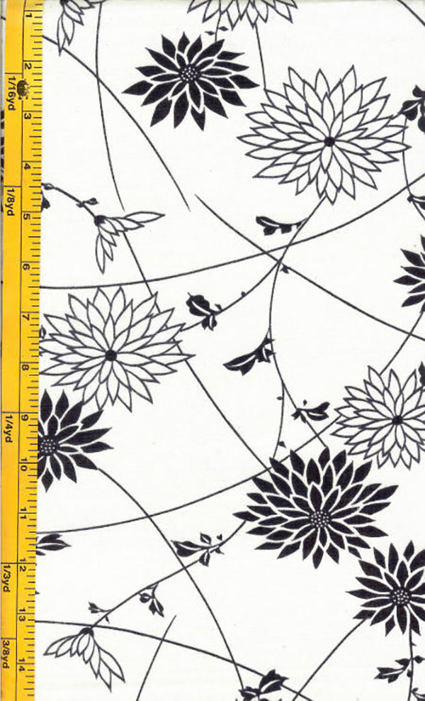 Yukata Fabric - 149 - Mums & Leafy Branches - White Sale