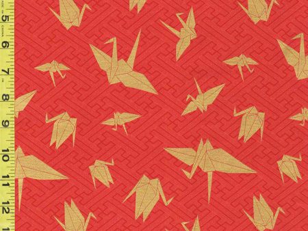 Japanese - Kokka Golden Origami Cranes - YKA-79100-B31 - Coral Fashion