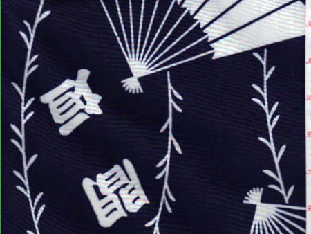 Yukata Fabric - 016 - Large Fans & Floating Kanji For Discount