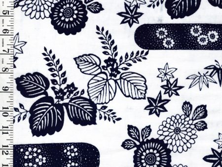 Yukata Fabric - 646 - Chrysanthemums & Paulowna - White & Indigo Fashion