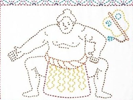 Sashiko Pre-printed Sampler (Olympus) - # 2083 Sumo Wrestler - Navy - ON SALE For Cheap