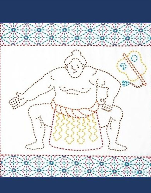 Sashiko Pre-printed Sampler (Olympus) - # 2083 Sumo Wrestler - Navy - ON SALE For Cheap