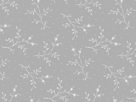 *Blender - Maywood Solitaire White - Small Floral Branches - MAS311-UW - White on White - ON SALE - 30% OFF - BY THE YARD Cheap