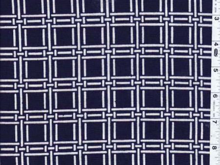 Yukata Fabric - 098 - Interlocking Squares - Indigo For Cheap