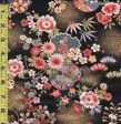 *Japanese - Naka Drums, Balls & Flowers - Crepe Like Texture - N-2500-136A - Black For Discount