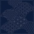 Sashiko Pre-printed Sampler - QH Textiles - SC0017-06 - Cumulus Cloud with Japanese Motifs - Navy Hot on Sale