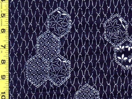 Yukata Fabric - 524 - Fishnet & Hexagons - Indigo Online now