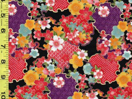 Asian - Sakura Brook - Sevenberry Cherry Blossoms & Floral Medallions - SB-850288D2-4 - Black - Last 2 3 4 yards For Cheap