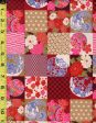 Japanese Novelty - Temari Balls & Floral Checkerboard Patchwork - U-7000 - Red, Tan & Pink - ON SALE - Save 30% Online