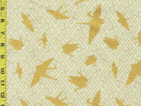 Japanese - Kokka Golden Origami Cranes - YKA-79100-A17 - Cream Online now