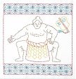 Sashiko Pre-printed Sampler (Olympus) - # 1083 Sumo Wrestler - White - ON SALE Online Hot Sale