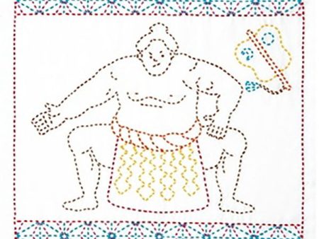 Sashiko Pre-printed Sampler (Olympus) - # 1083 Sumo Wrestler - White - ON SALE Online Hot Sale