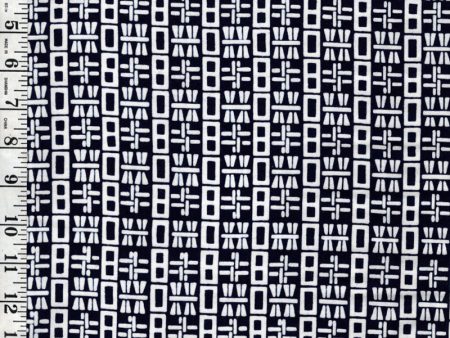 Yukata Fabric - 643 - Domino Geometric - Indigo & White Online now