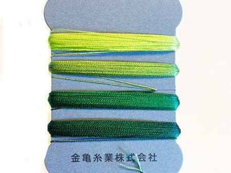 Kinkame Silk Thread  Assortment - 100wt - # 07 GRASS GREENS For Sale