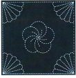 Sashiko Pre-printed Sampler - Yokota # 843S-204 - Fans & Plum Blossom - Navy For Cheap