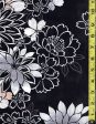 Yukata Fabric - 503 - Mums, Peonies & Cherry Blossoms - Dark Indigo (almost reads black) Online now