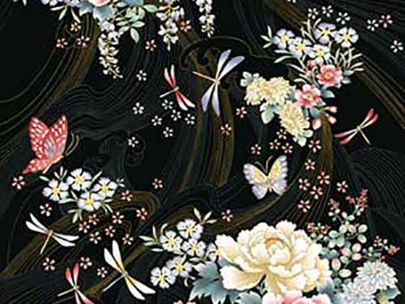 Asian - Niwa Butterflies, Dragonflies, Peony & Mum PANEL Online Sale