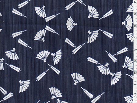 Yukata Fabric - 081 - Small Floating Fans - Navy Discount