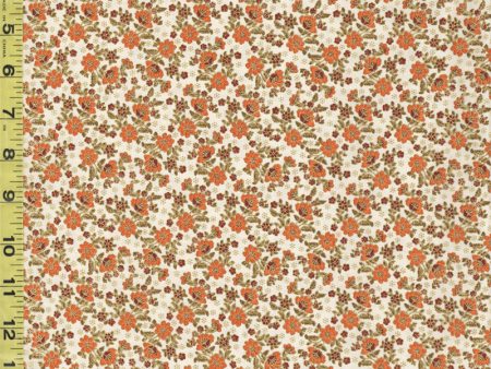 Floral - Radiant Mini Blossoms - 9746M-07 - Cream-Orange - ON SALE - $5.00 By the Yard For Cheap