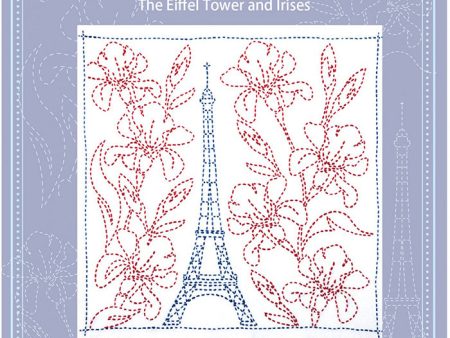 Sashiko World - FRANCE - Sampler Kit with Needle & Thread - Eiffel Tower & Irises Supply