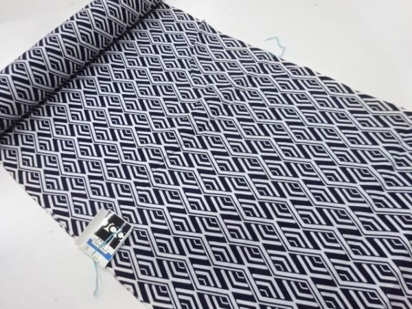 Yukata Fabric - 644 - Radiating Diamonds - Indigo & White Fashion