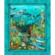 Tropical - In the Beginning - CALYPSO II - LARGE UNDER THE SEA PANEL - 20CAL-2- TEAL - ON SALE - SAVE 20% Supply