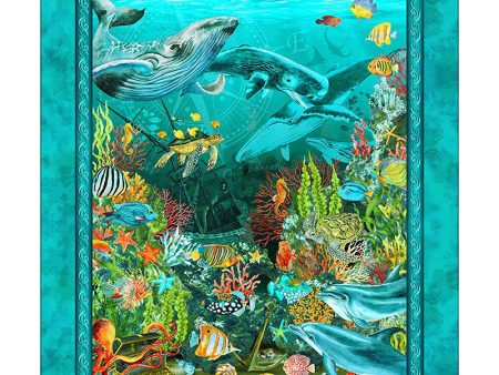 Tropical - In the Beginning - CALYPSO II - LARGE UNDER THE SEA PANEL - 20CAL-2- TEAL - ON SALE - SAVE 20% Supply