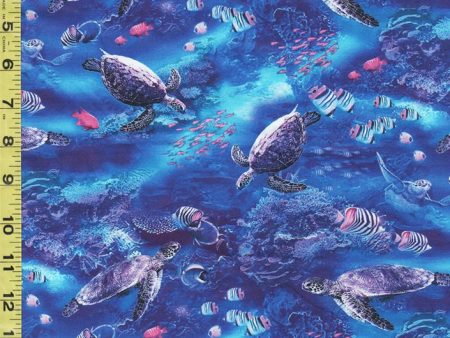 *Tropical - Reef Life - Turtles & Small Colorful Fish - 5751-58 - Blue Supply