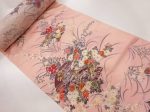 411 - Japanese Silk - Fans & Floral Clusters - Pink with Gold Metallic Accents Fashion