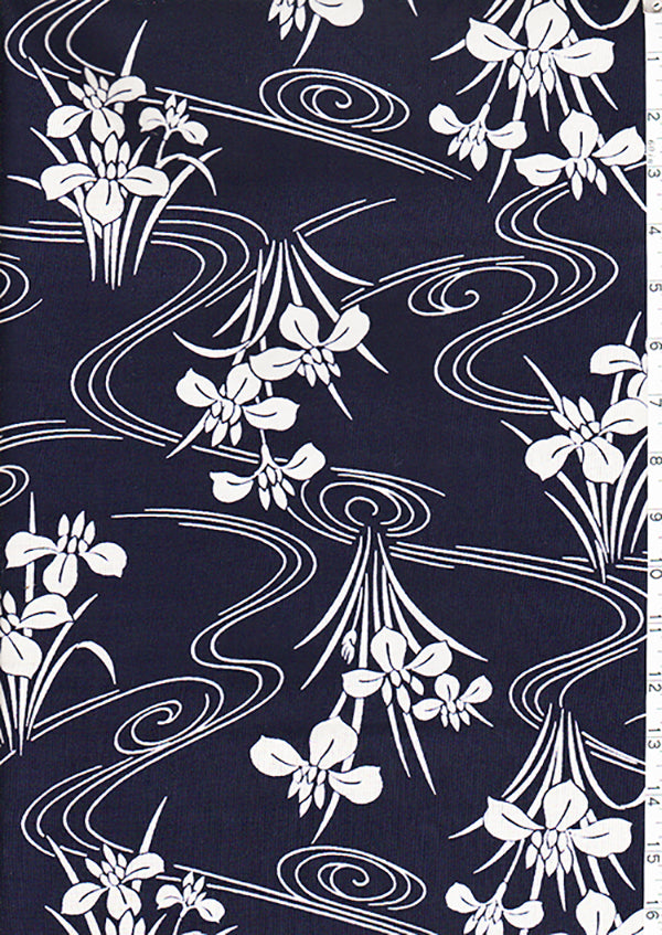 Yukata Fabric - 090 - Iris & River Swirls Fashion