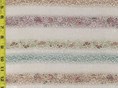 430 - Japanese Silk - Colorful Floral Stripes - Taupe Fashion