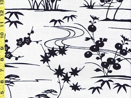 Yukata Fabric - 039 - Floral Stream For Sale