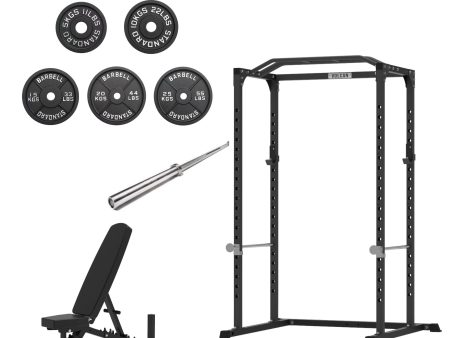 VULCAN Home Gym Power Cage, Olympic Barbell, 150kg Machined Olympic Iron Plates & Pro Adjustable Bench | IN STOCK Hot on Sale