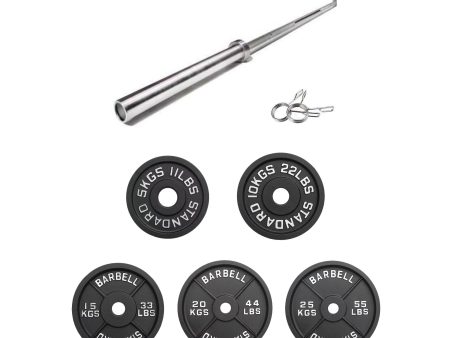 VULCAN Premium Machined Olympic Iron Plates Package (Olympic Barbell & 150kg Iron Plates) | IN STOCK on Sale