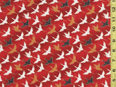 Asian - Wind Song - Small Cranes in Flight - 6026602 - Red on Sale