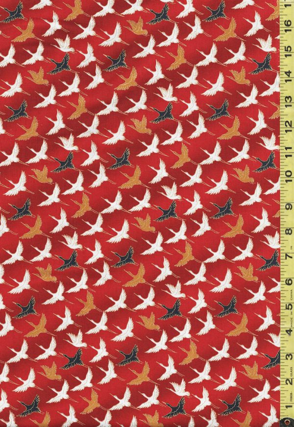 Asian - Wind Song - Small Cranes in Flight - 6026602 - Red on Sale