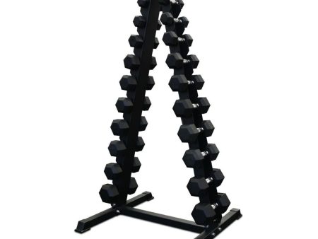 VULCAN Vertical 10 Pair Dumbbell Rack & 1 ~ 10KG Commercial Hex Dumbbell Pairs | IN STOCK on Sale