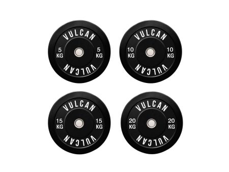 VULCAN Olympic Black Bumper Plates (100KG SET) | IN STOCK Fashion