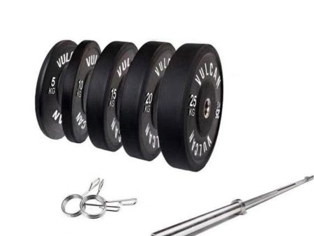 VULCAN Premium Black Bumper Package (Olympic Barbell & 150kg Bumper Plates) | IN STOCK Supply