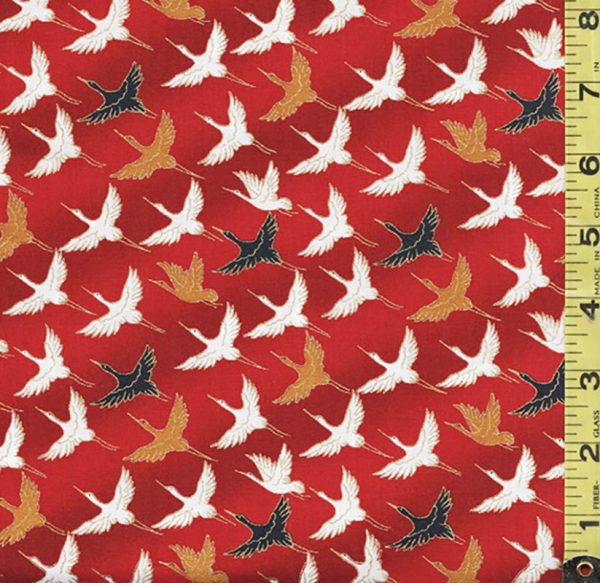 Asian - Wind Song - Small Cranes in Flight - 6026602 - Red on Sale